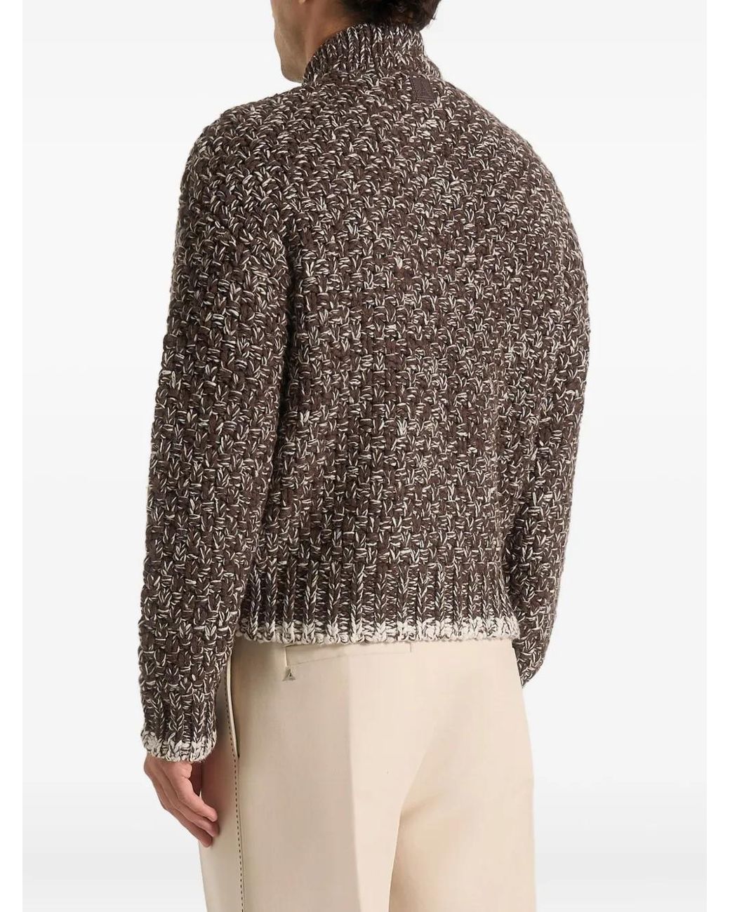 Manière De Voir Brown Darel Speckled Knit Bomber Jacket for men