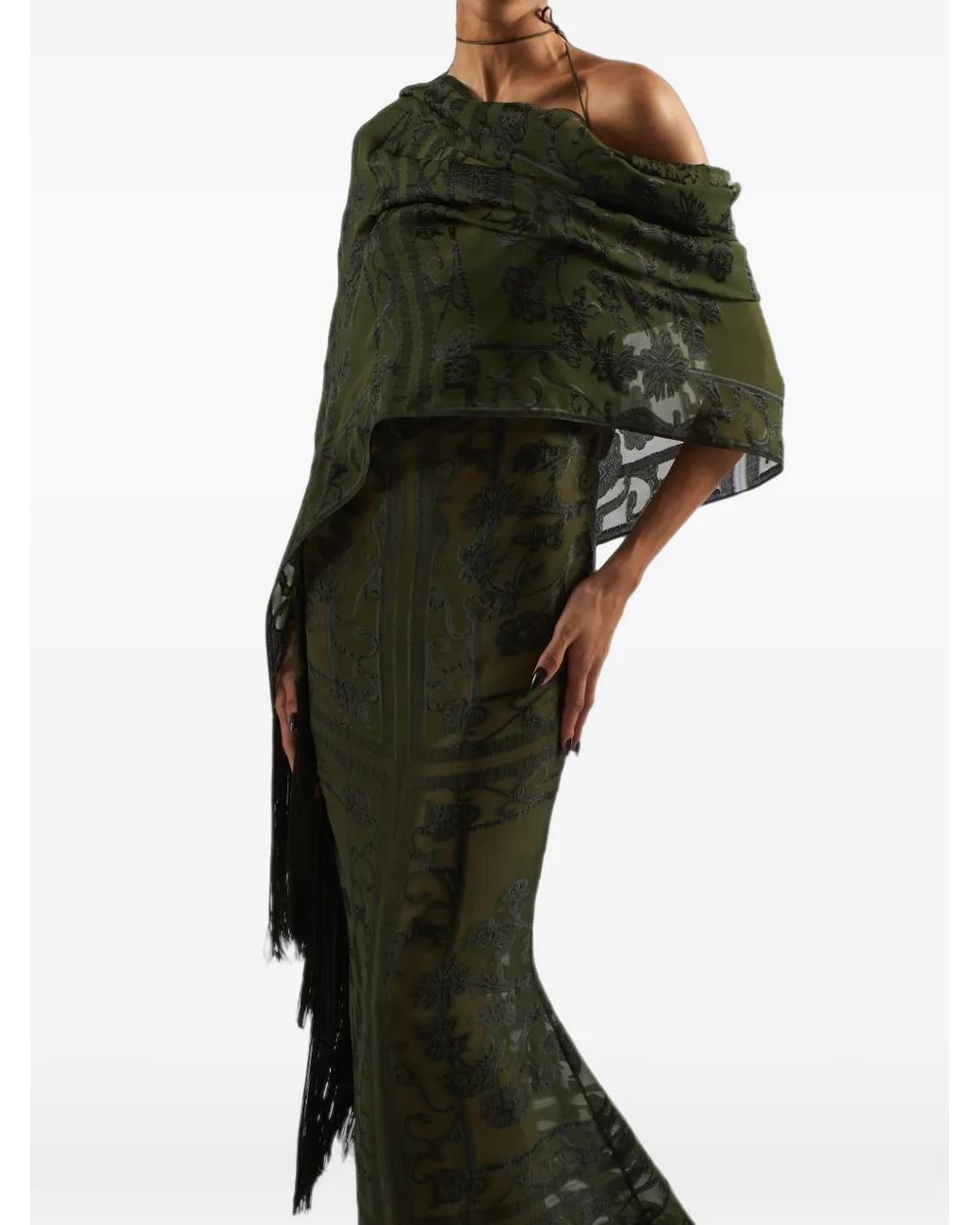 Taller Marmo Green Ming Fringed Devoré Stole