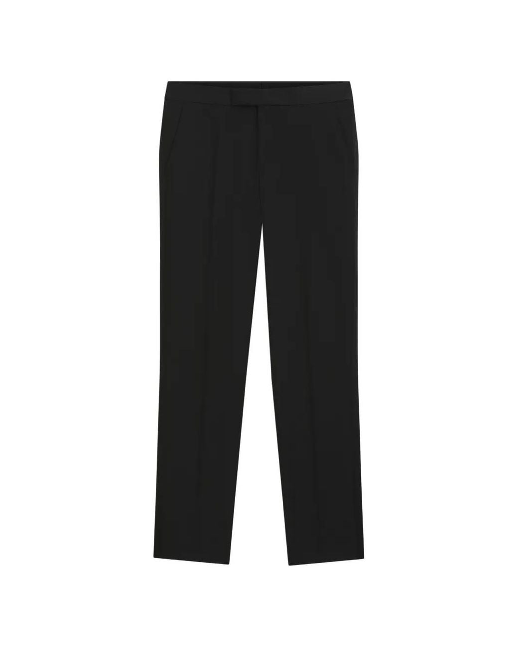 Boss Black Satin-Trim Virgin-Wool Trousers for men