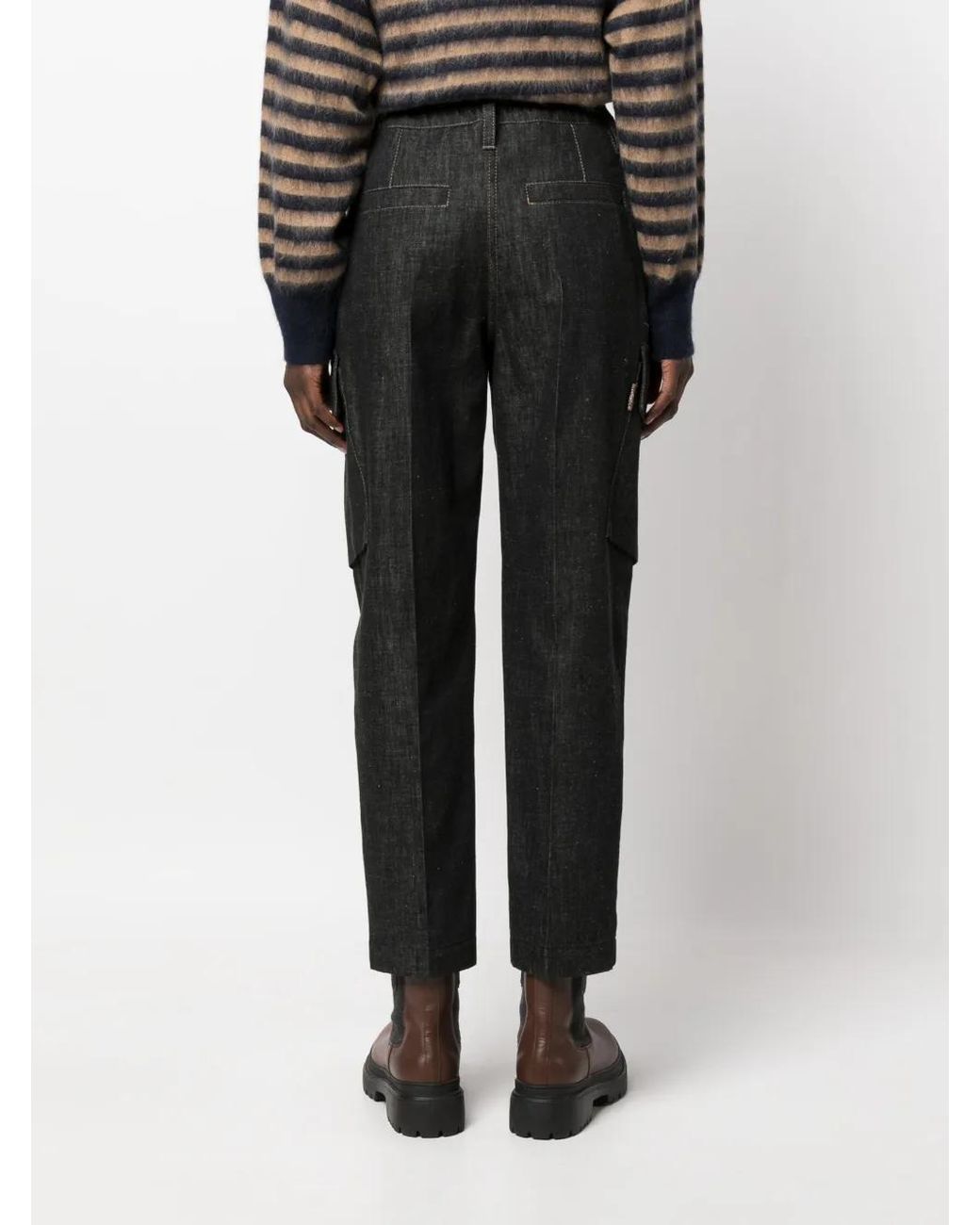 Brunello Cucinelli Black Cropped Denim Trousers