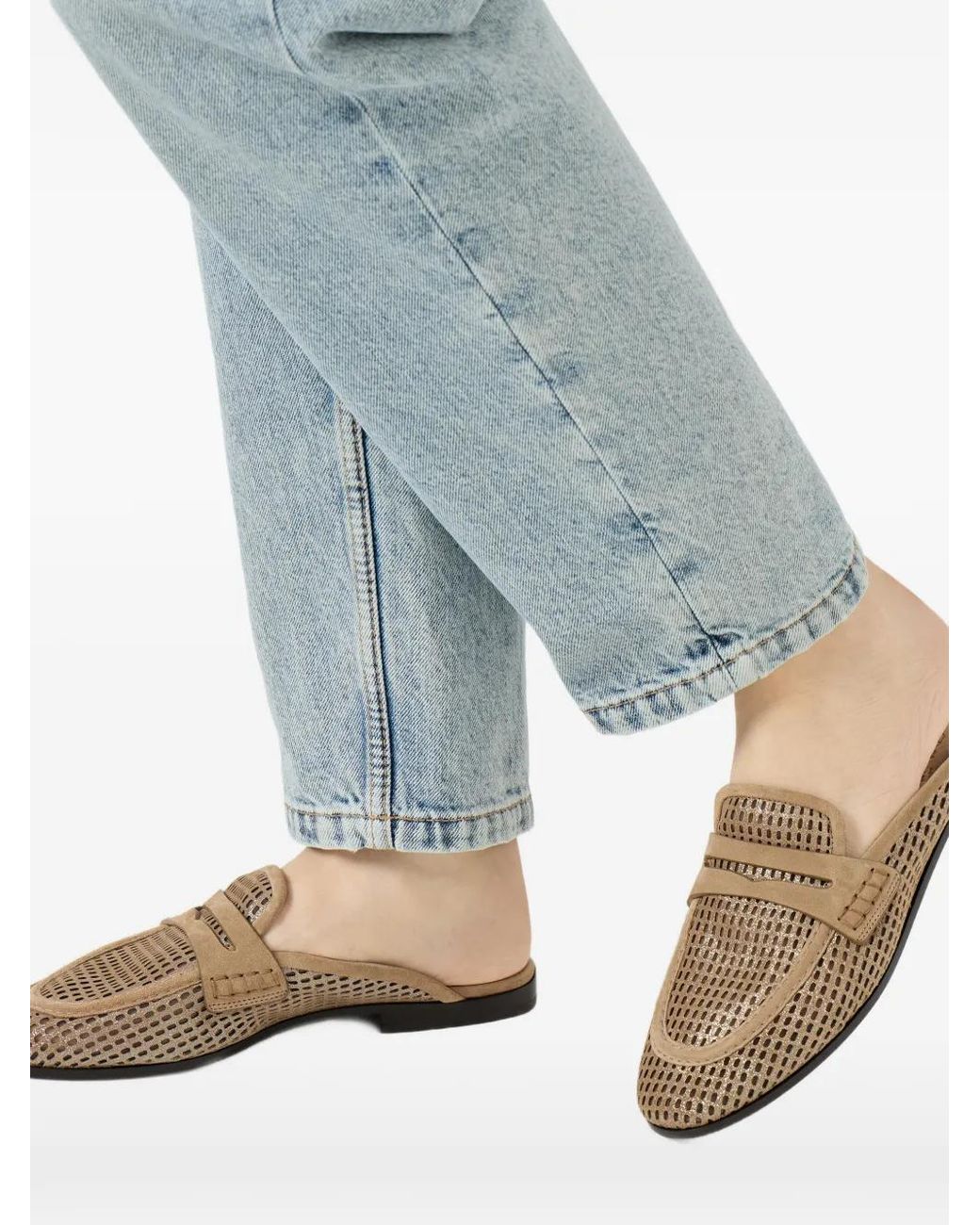 Brunello Cucinelli Brown Leather Slippers