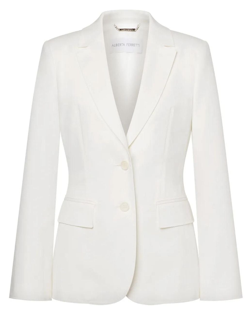 Alberta Ferretti White Single-Breasted Blazer