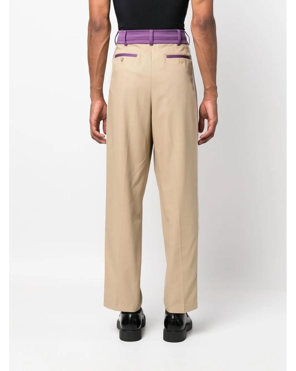 Palm Angels Natural Side-Stripe Trousers for men