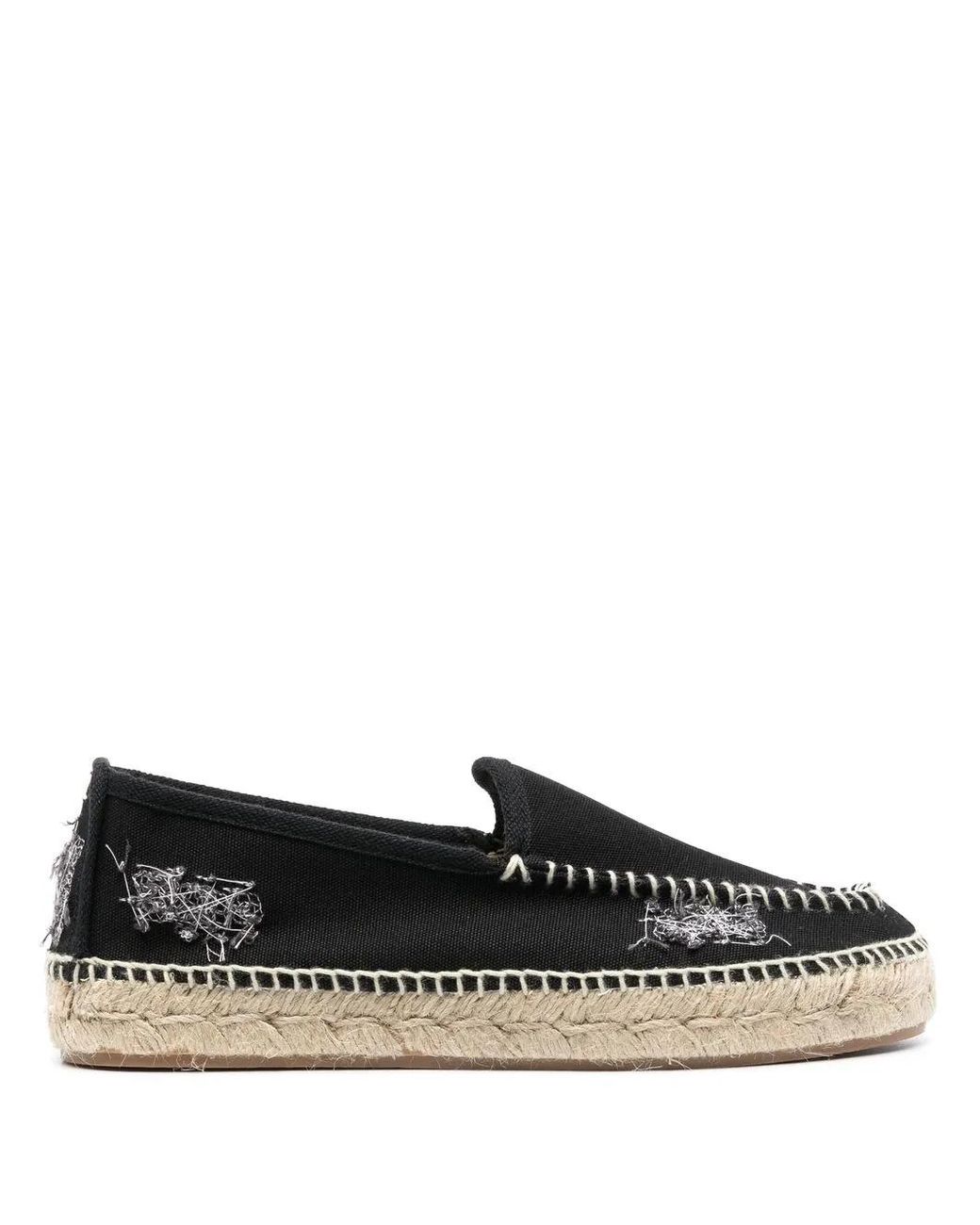 Maison Margiela Black Embroidered Canvas Espadrilles