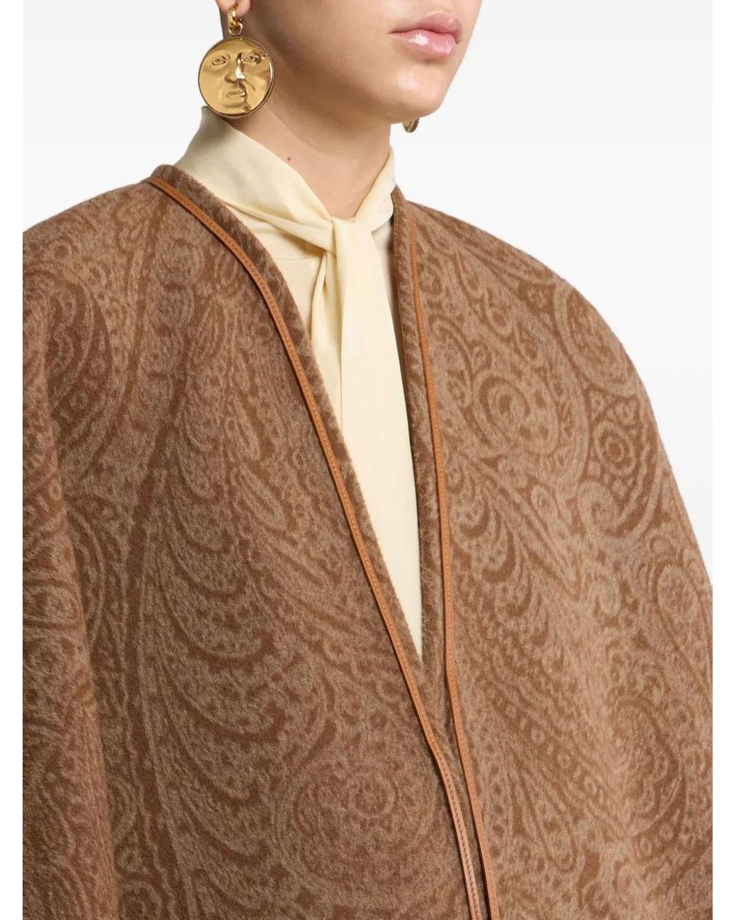Etro Brown Paisley Print Cape