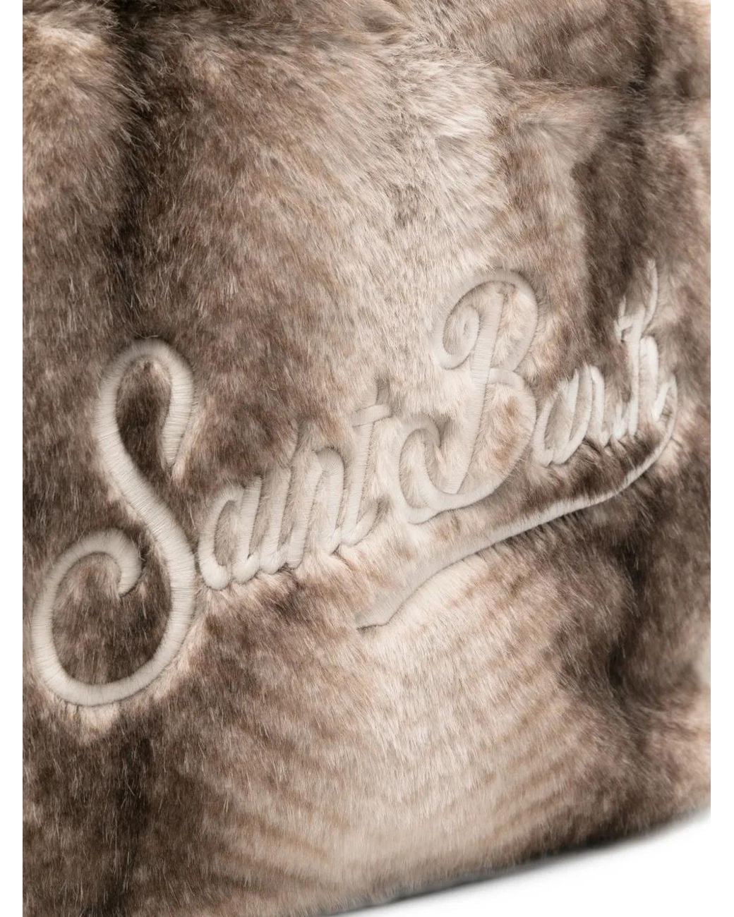 Mc2 Saint Barth Natural Vanity Faux-Fur Logo-Embroidered Tote Bag