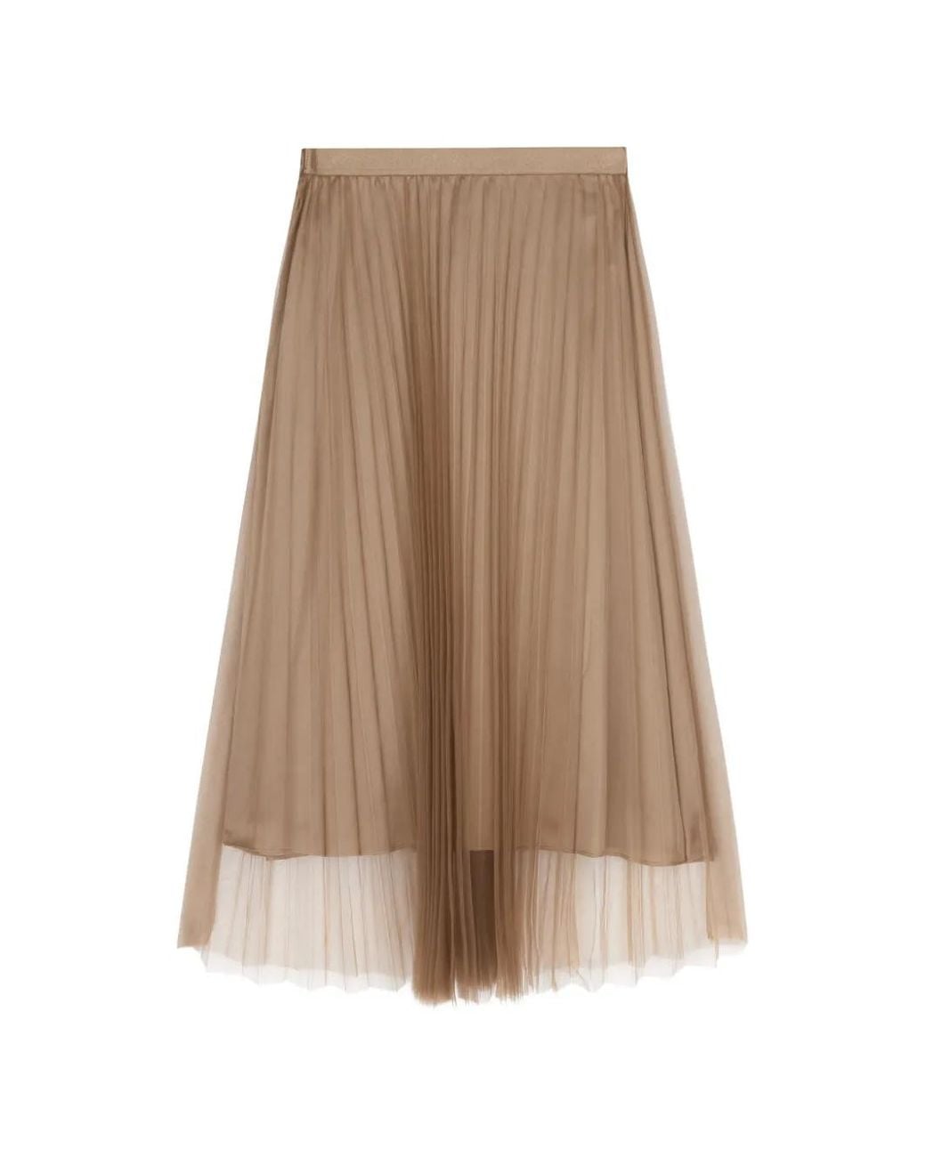 JNBY Brown Pleated A-Line Skirt