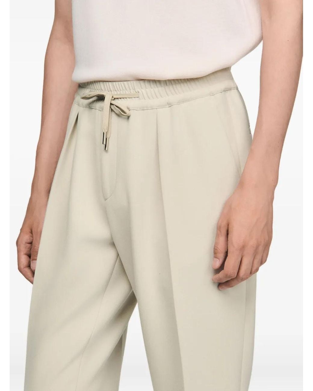 Sandro Natural Elasticated-Drawstring Trousers for men