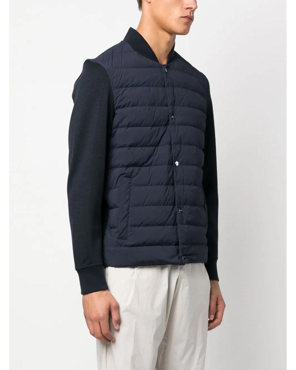 Herno Blue Contrasting-Sleeves Padded Jacket for men