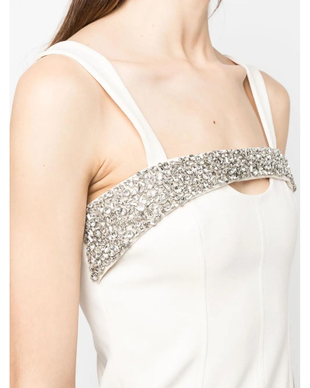 Jonathan Simkhai White Crystal-Embellished Corset Top