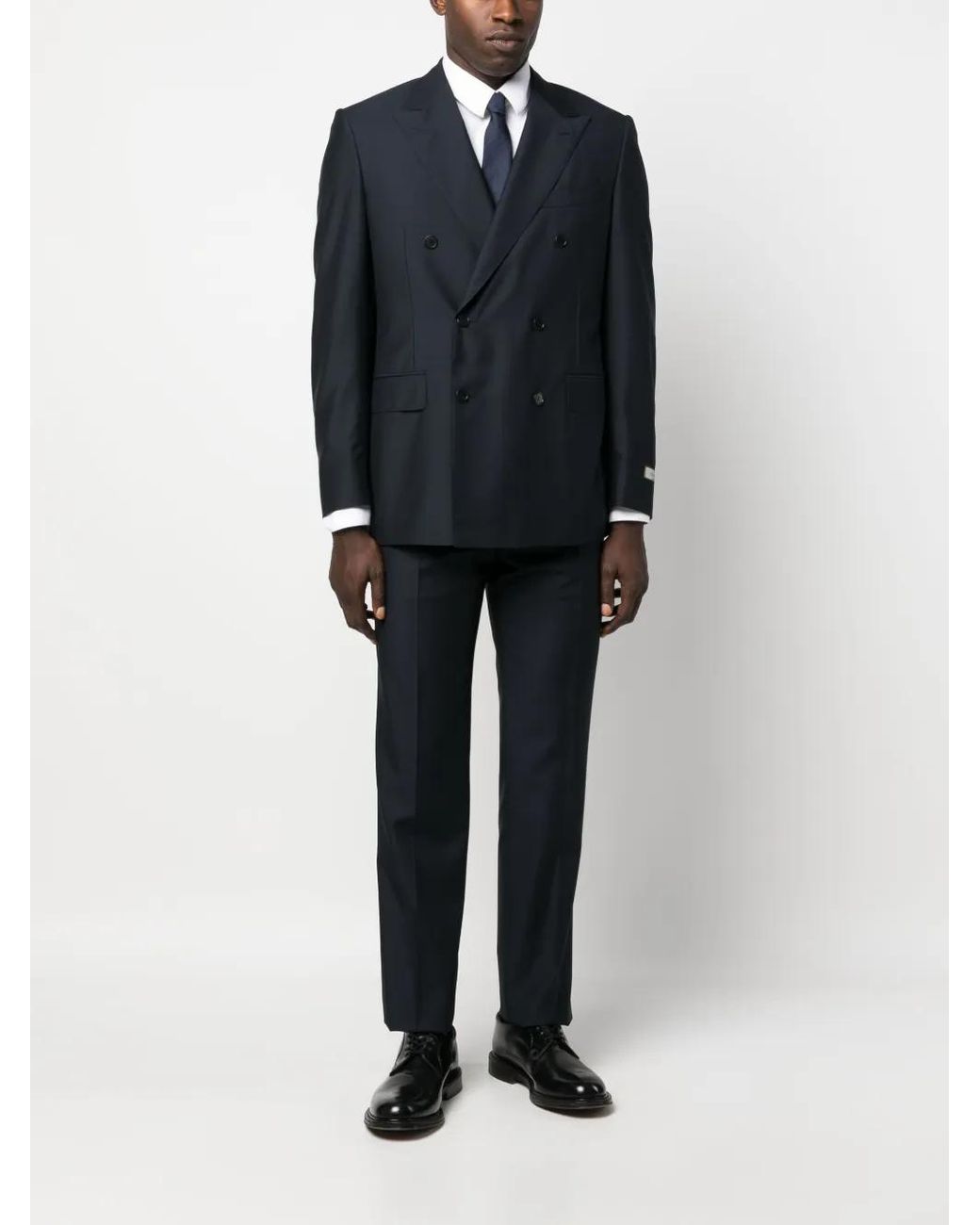 Canali Blue Double-Breasted Wool Suit for men