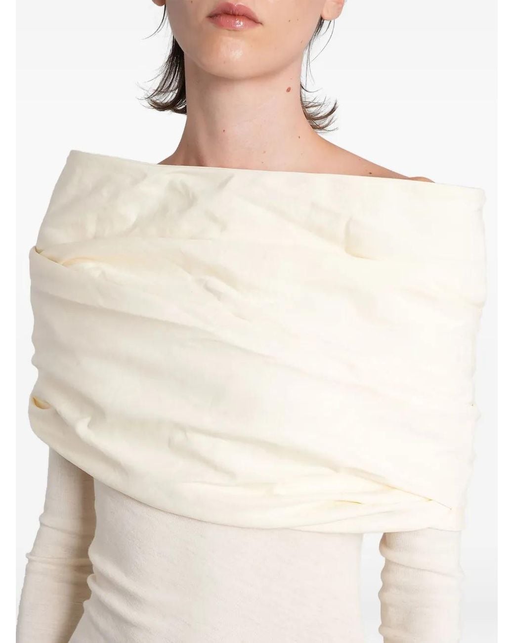 Entire studios White Draped Cowl-Neck Maxi Dress