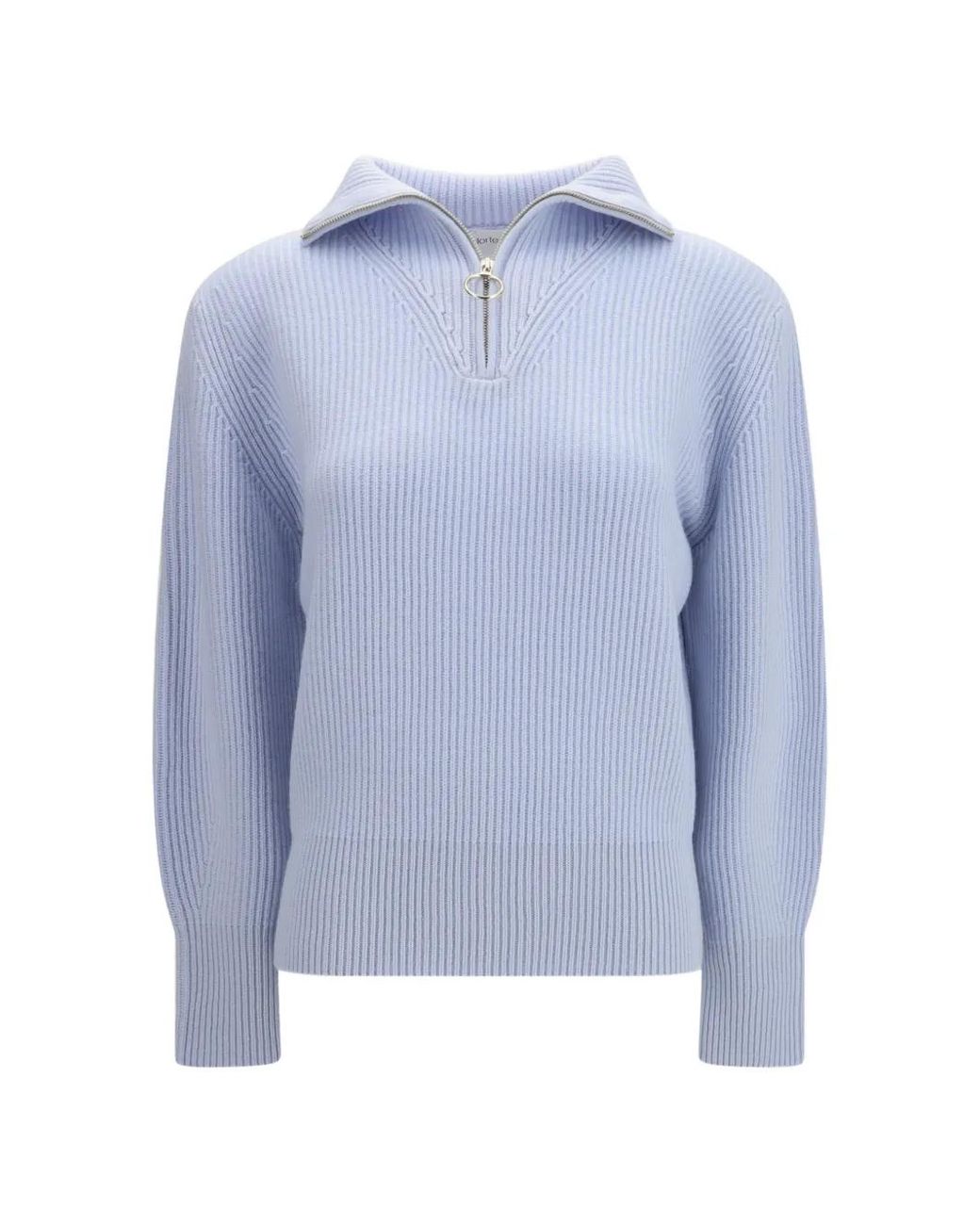 Forte_forte Blue Rib-Knit Half-Zip Jumper
