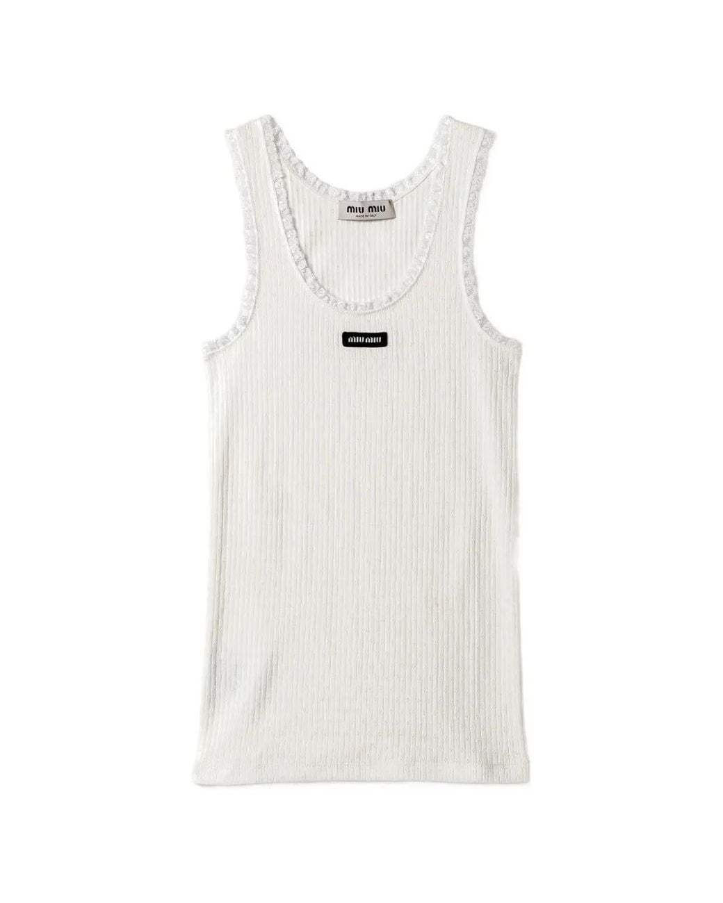 Top De Algodón Miu Miu de color White