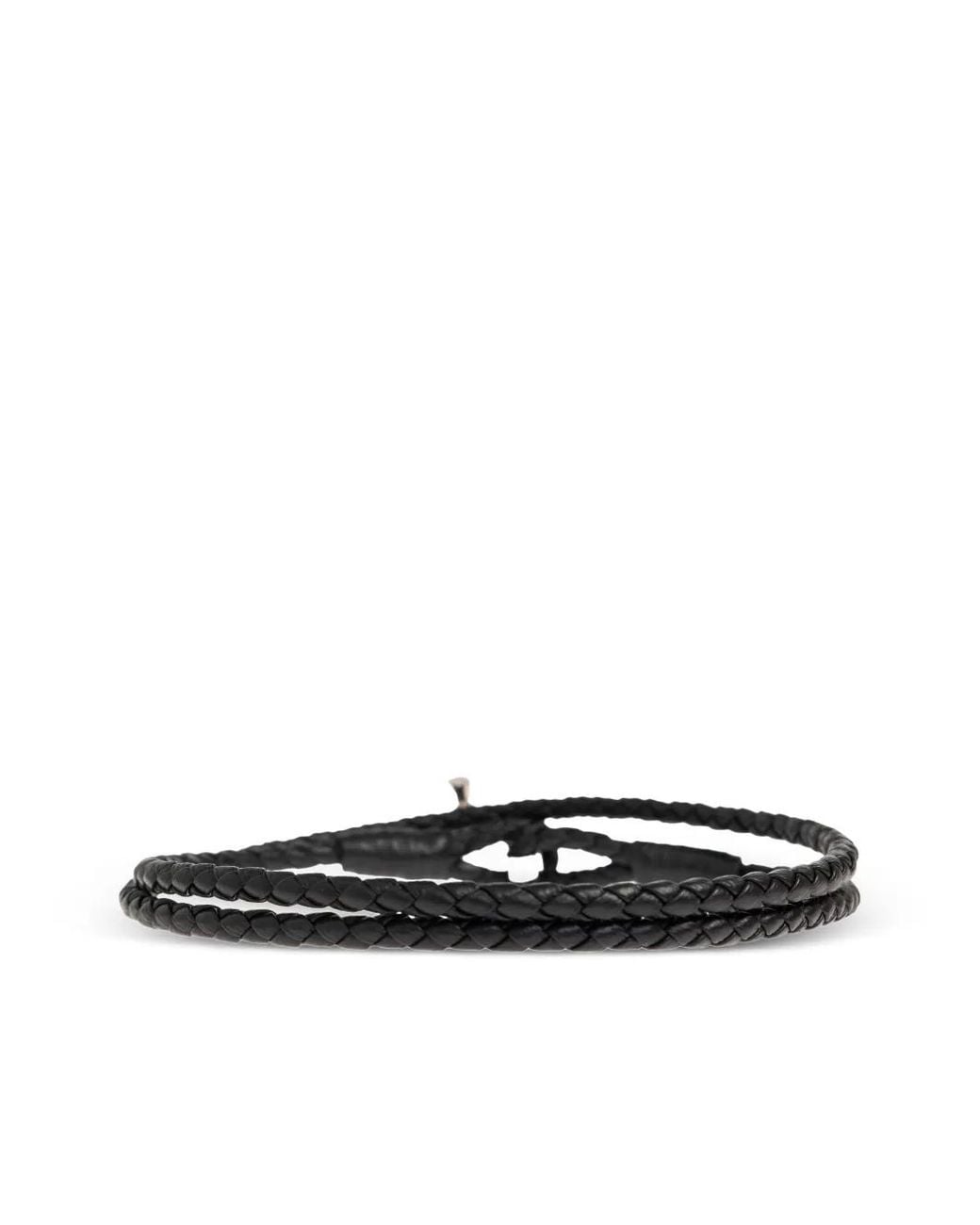 Tom Ford White Braided Leather T Bracelet for men