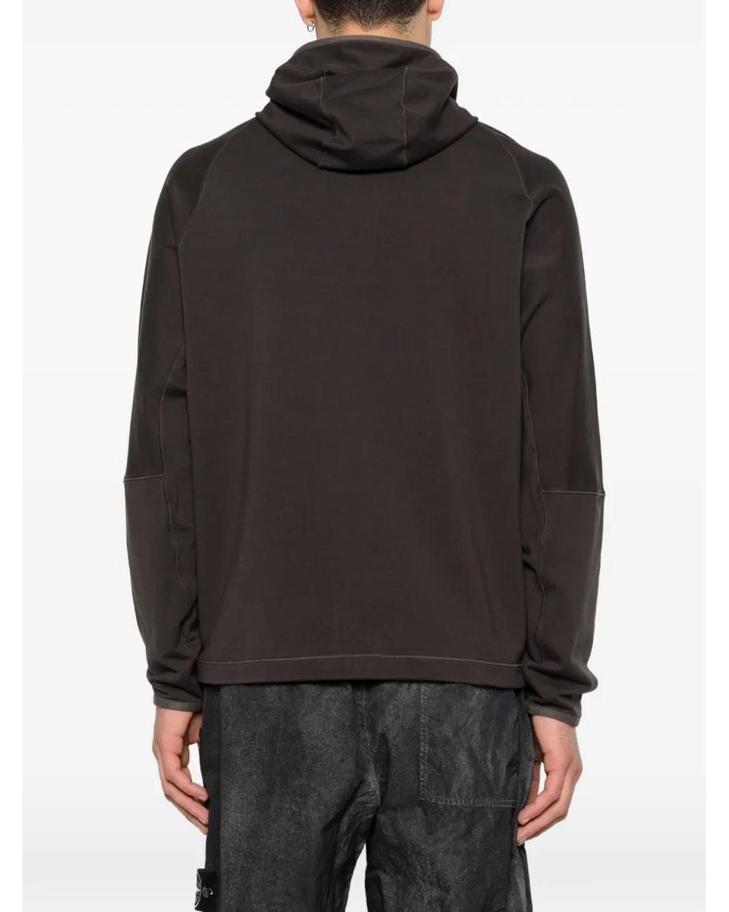 Stone Island Black 6100069 Stretch Cotton Fleece S.I. Stellina Hooded Sweatshirt for men