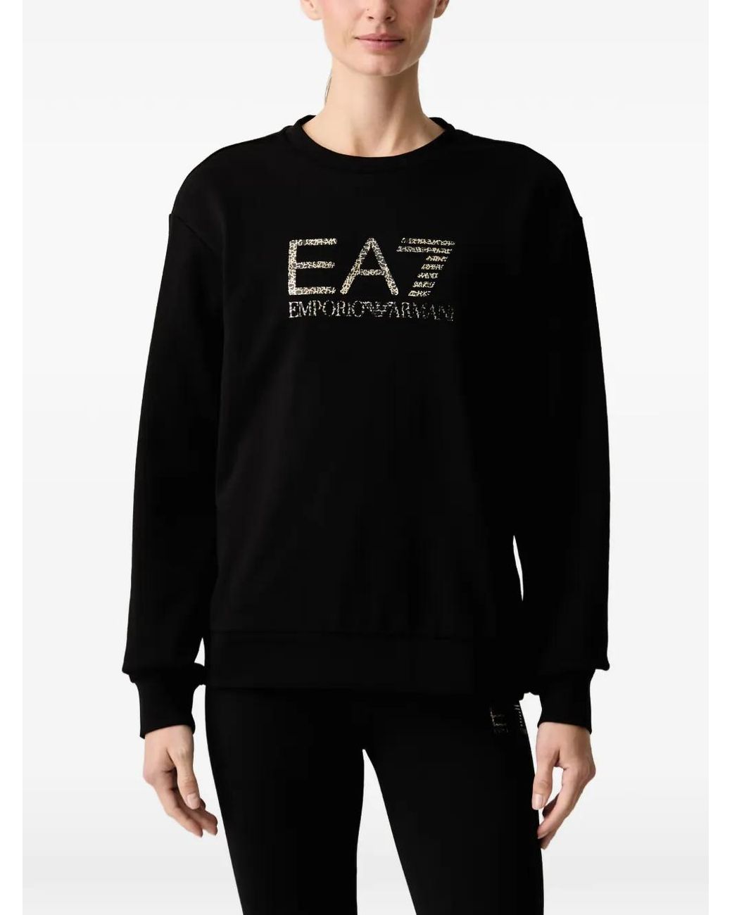 EA7 Black Logo-Print Sweatshirt
