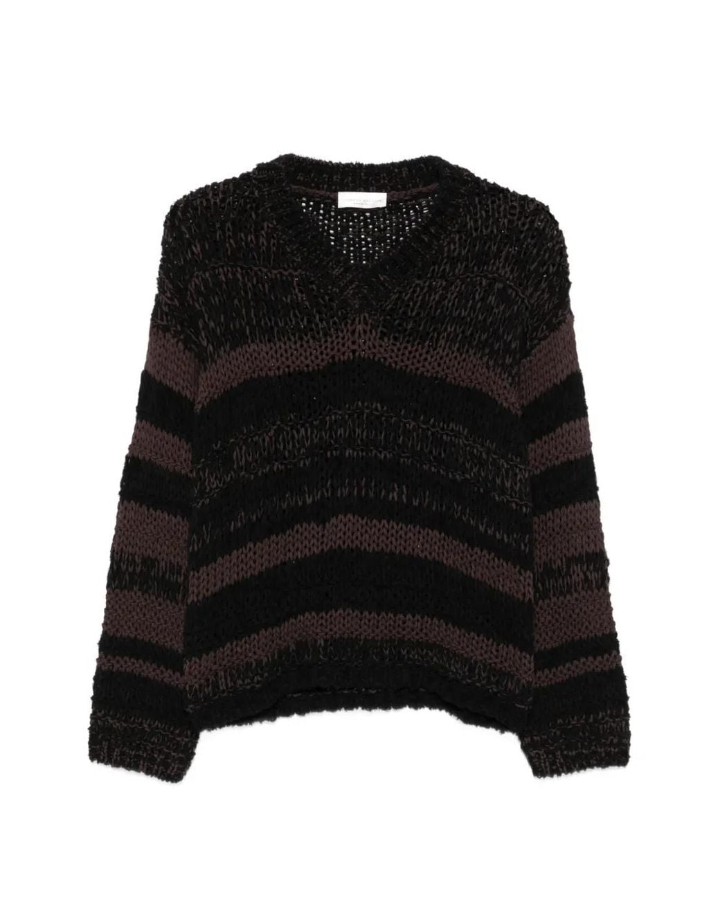 Roberto Collina Black Striped Chunky-Knit Sweater