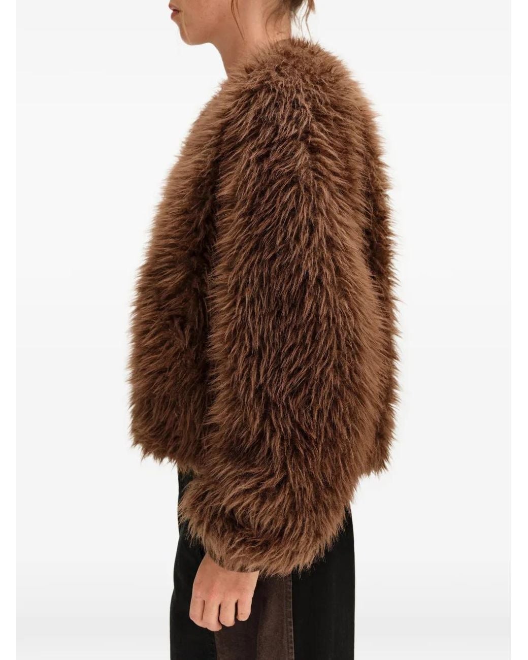 Bimba Y Lola Brown Khaki Fur Bomber Jacket