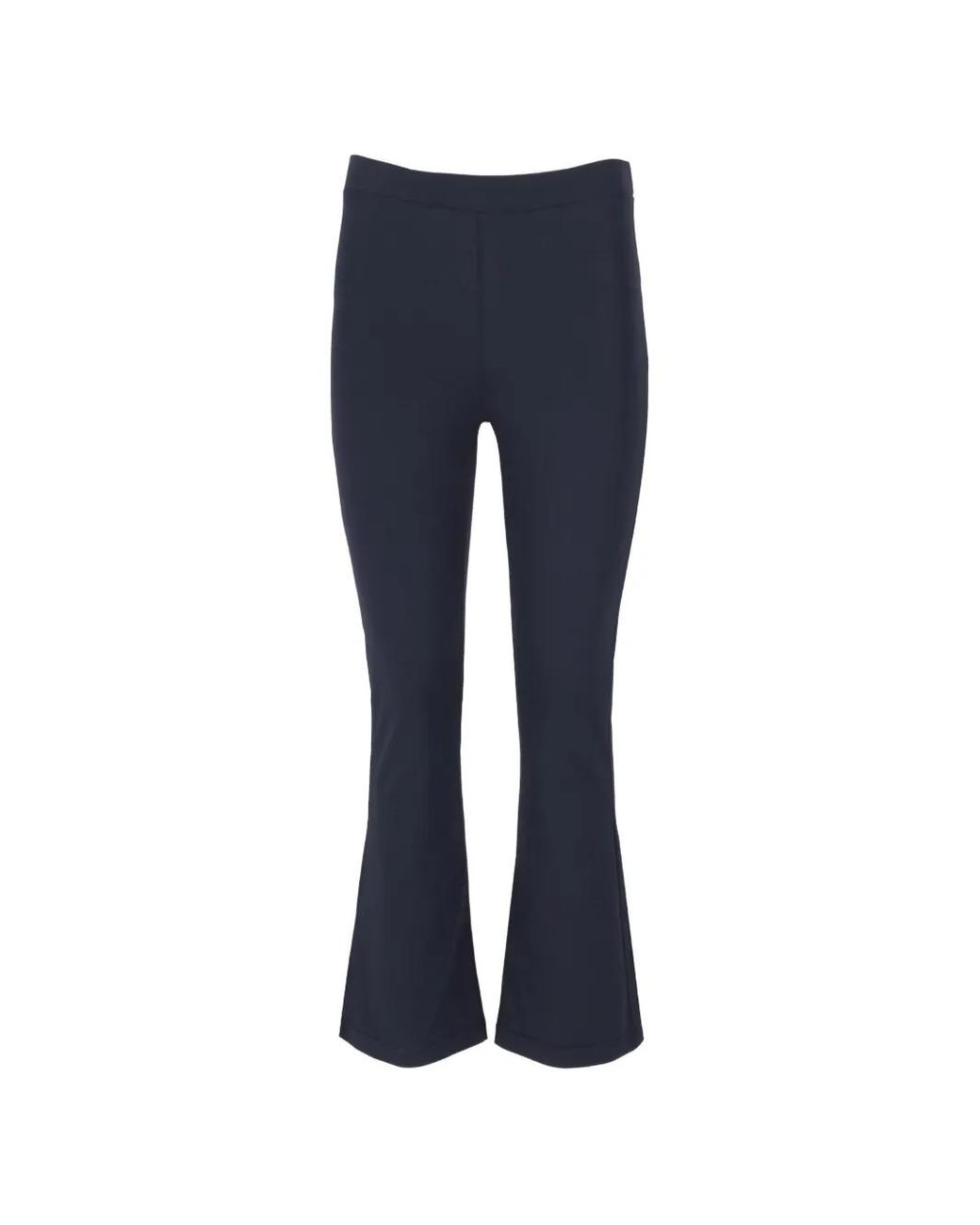 LA ROSE Blue Elasticated-Waistband Flared-Leg Trousers