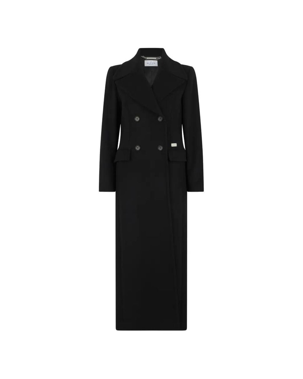 Philipp Plein Black Duke Long Coat Baroque Skull