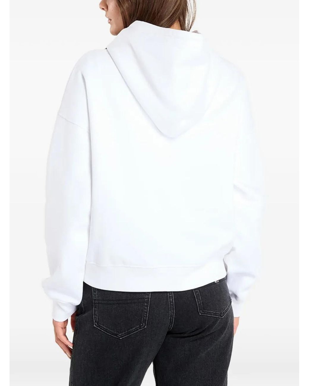 Guess White Logo-Print Hoodie
