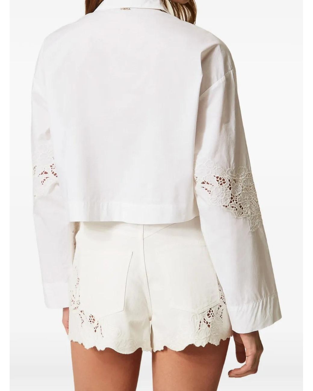 Twinset White Poplin And Broderie Anglaise Shirt