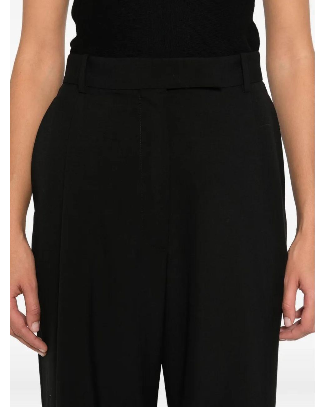 Tom Ford Broeken ,Zwart ,Zwarte Geplooide Voorkant Haak-En-Oog Broek in het Black