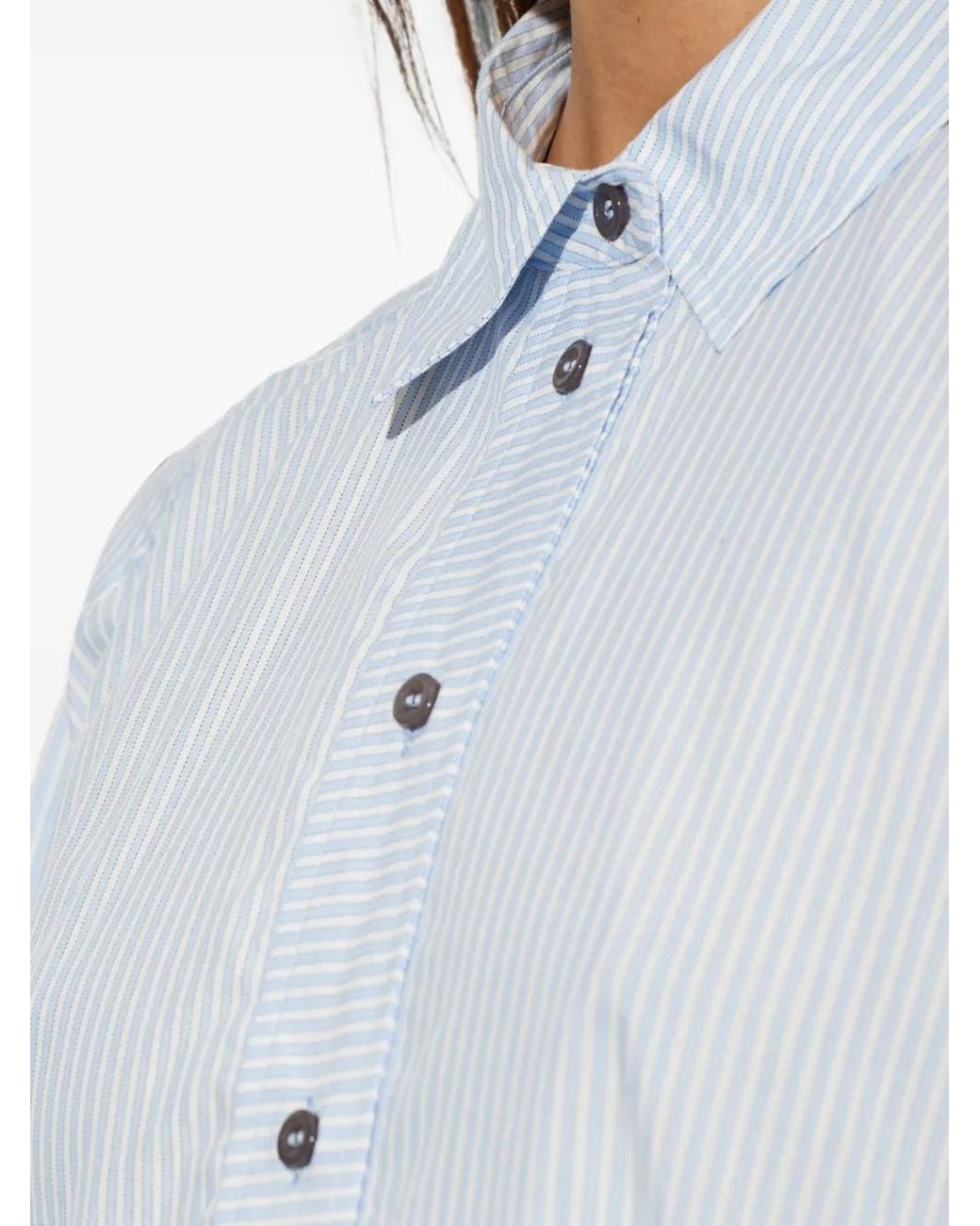 Munthe Blue Vontairo Stripe-Print Sequin-Embellished Shirt