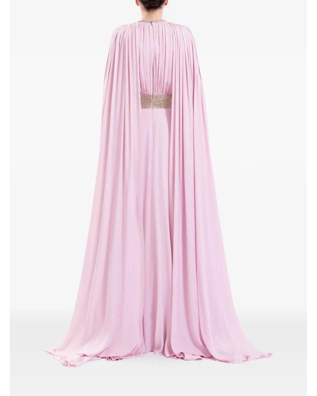 Saiid Kobeisy Pink Crystal-Embellished Draped Dress