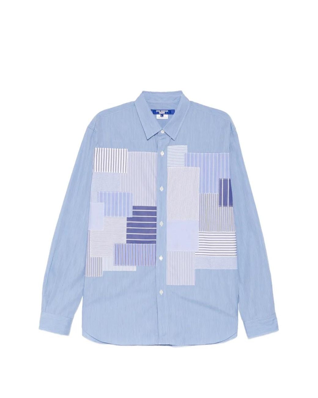 Junya Watanabe Blue Patchwork Striped Shirt for men