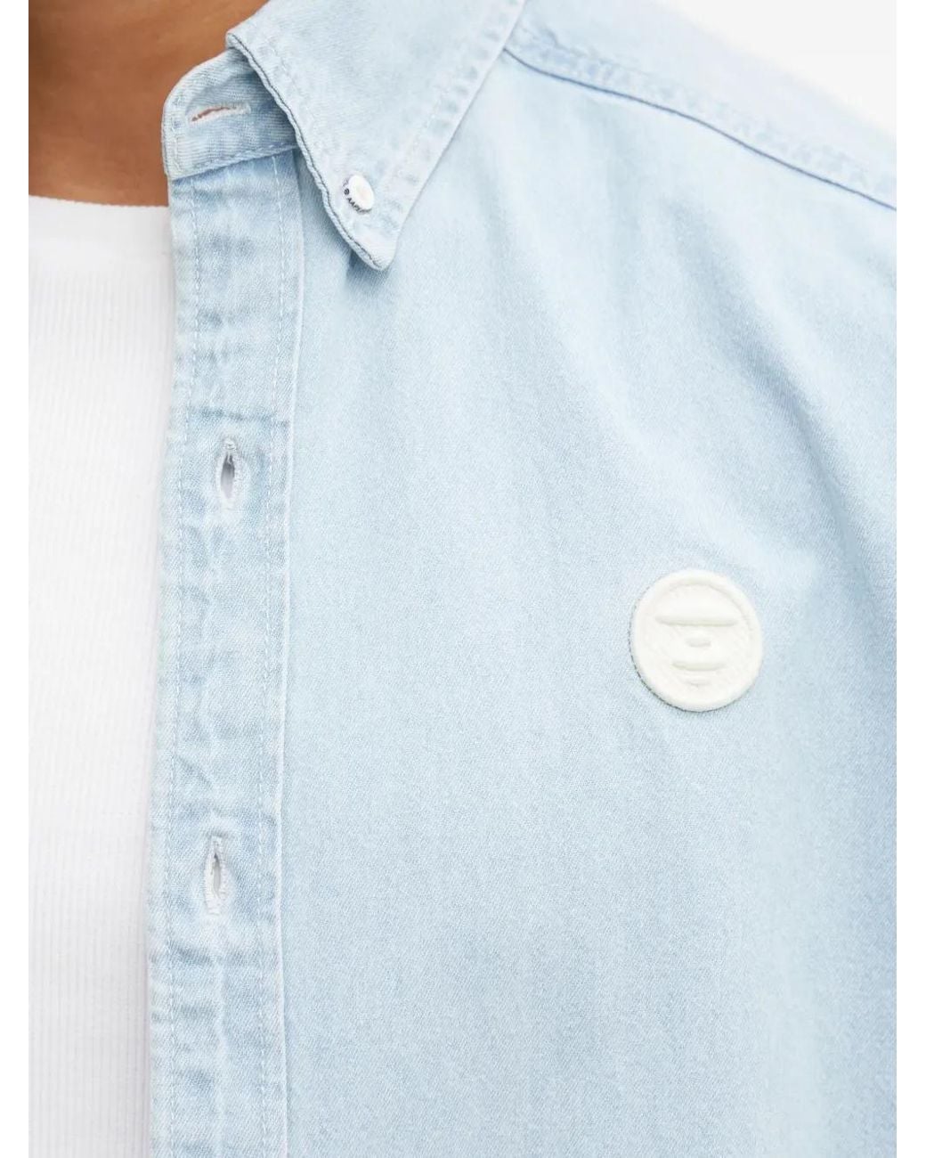 Aape By A Bathing Ape Blue Now Buttoned Patch Shirt for men