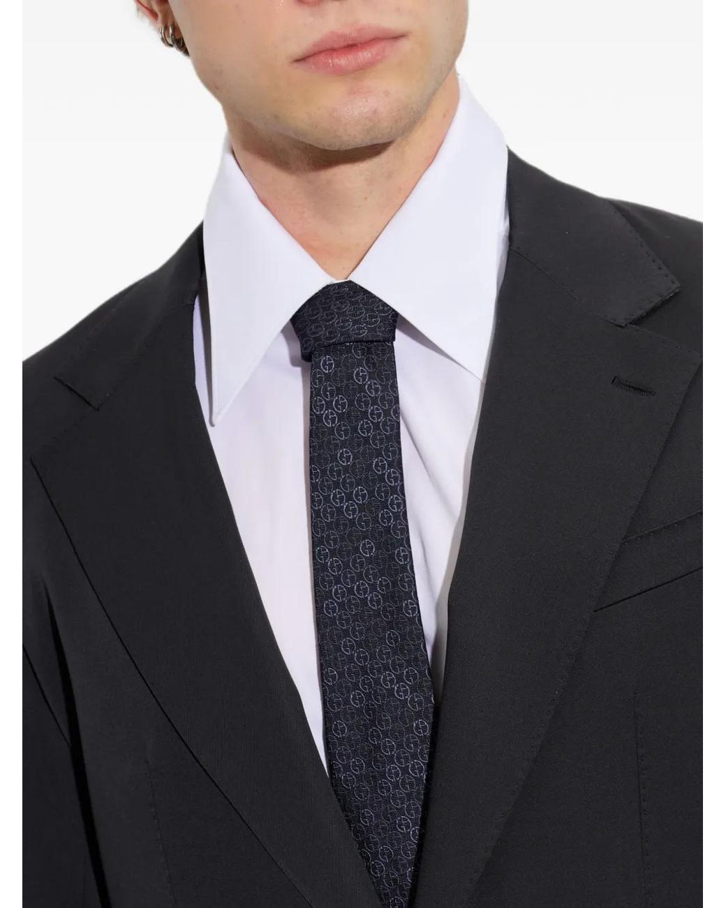 Giorgio Armani Blue Ga Logo-Jacquard Tie for men