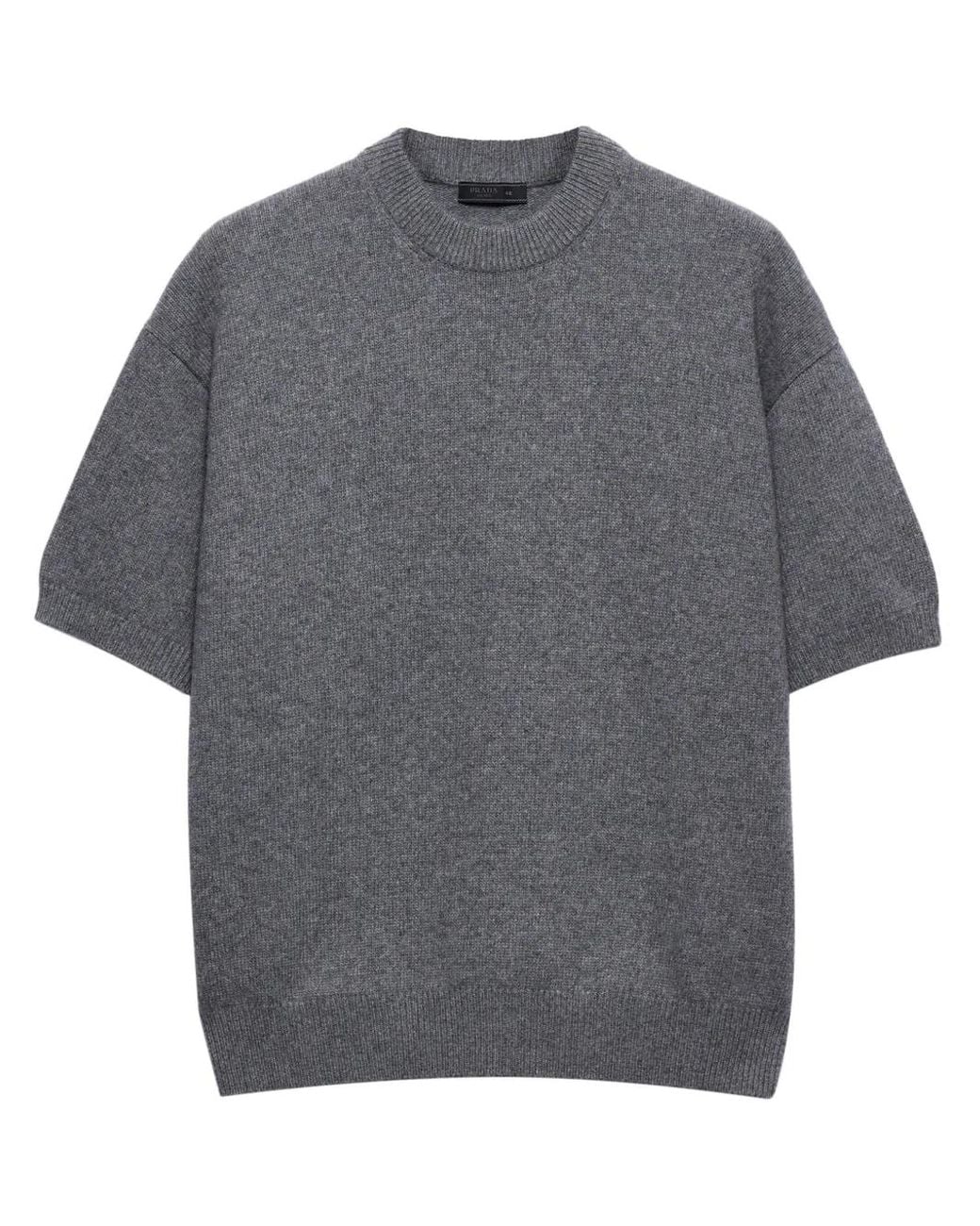 Prada Gray Short-Sleeved Re-Cashmere Sweater for men