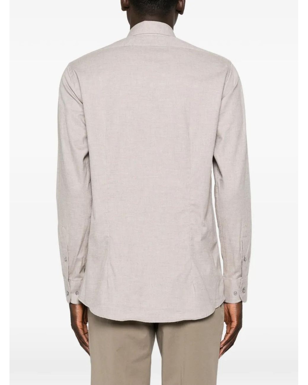 Sand White Chemise Boutonnée À Manches Longues for men