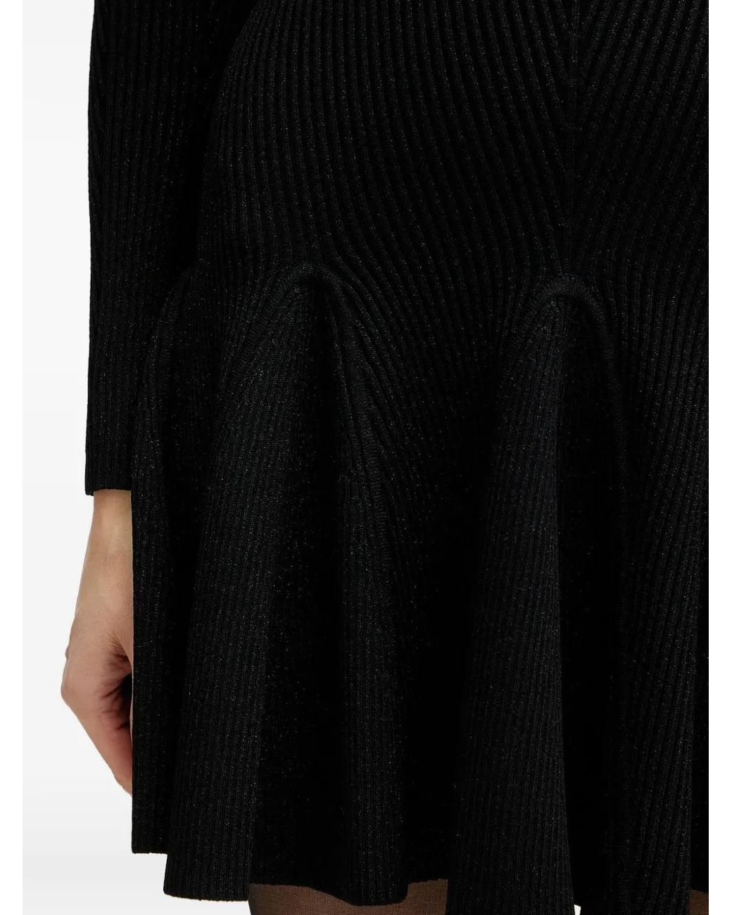 Robe Courte Sydonie En Maille Nervurée retroféte en coloris Black