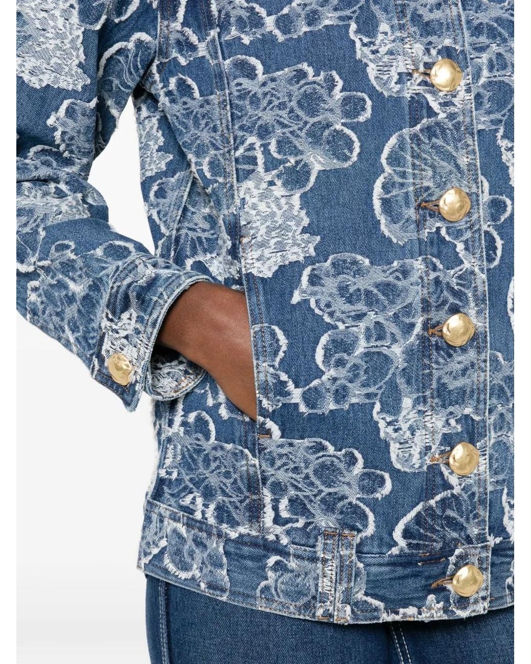 Aje. Blue Arlo Jacquard Denim Jacket