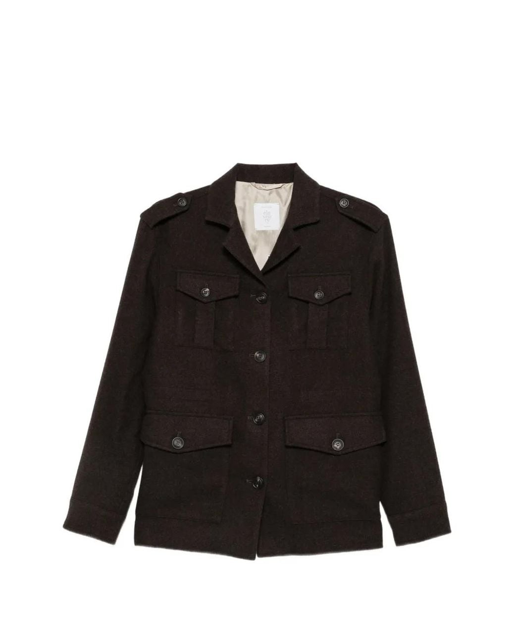 Eleventy Black Pocket-Detail Epaulette Jacket