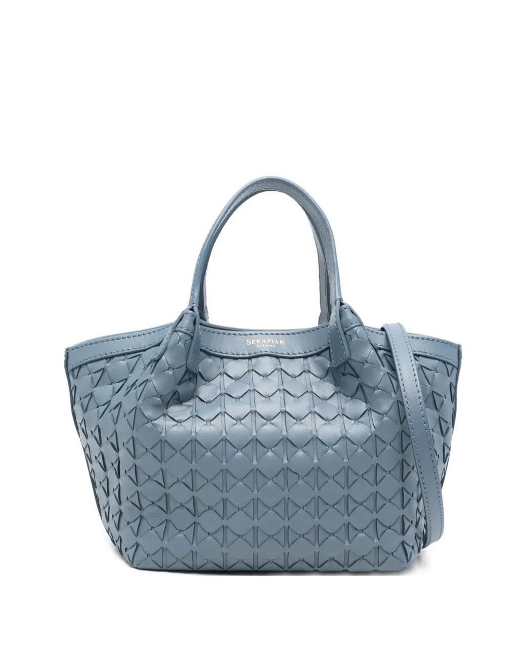 Serapian Blue Mini Secret Leather Tote Bag