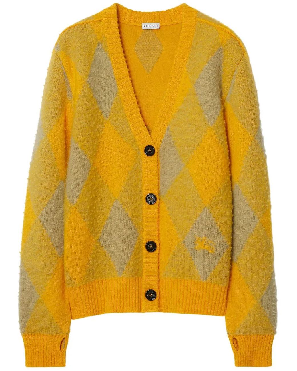 Burberry Yellow Argyle Cardigan