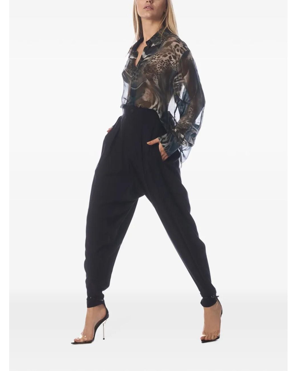 Tessitura Black Low-Crotch Tapered Trousers