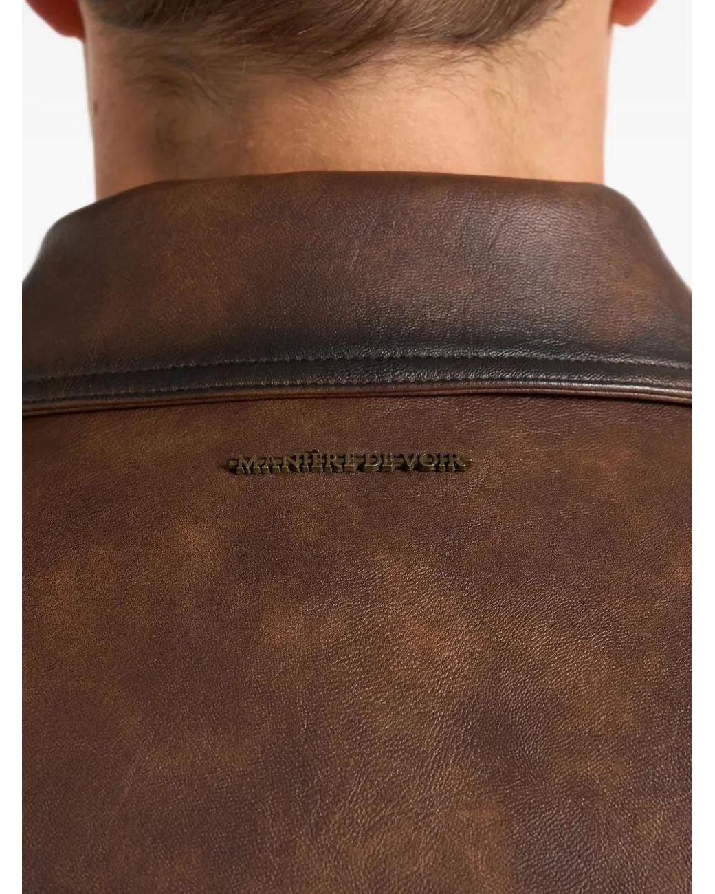 Manière De Voir Brown Clint Vintage Leather Bomber Jacket for men