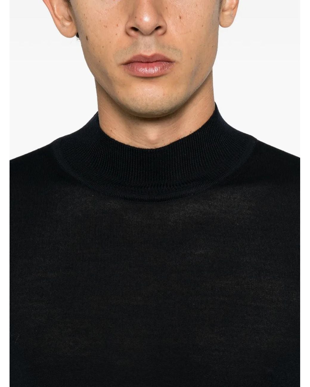 Alberto Gozzi Black High-Neck Wool Sweater for men