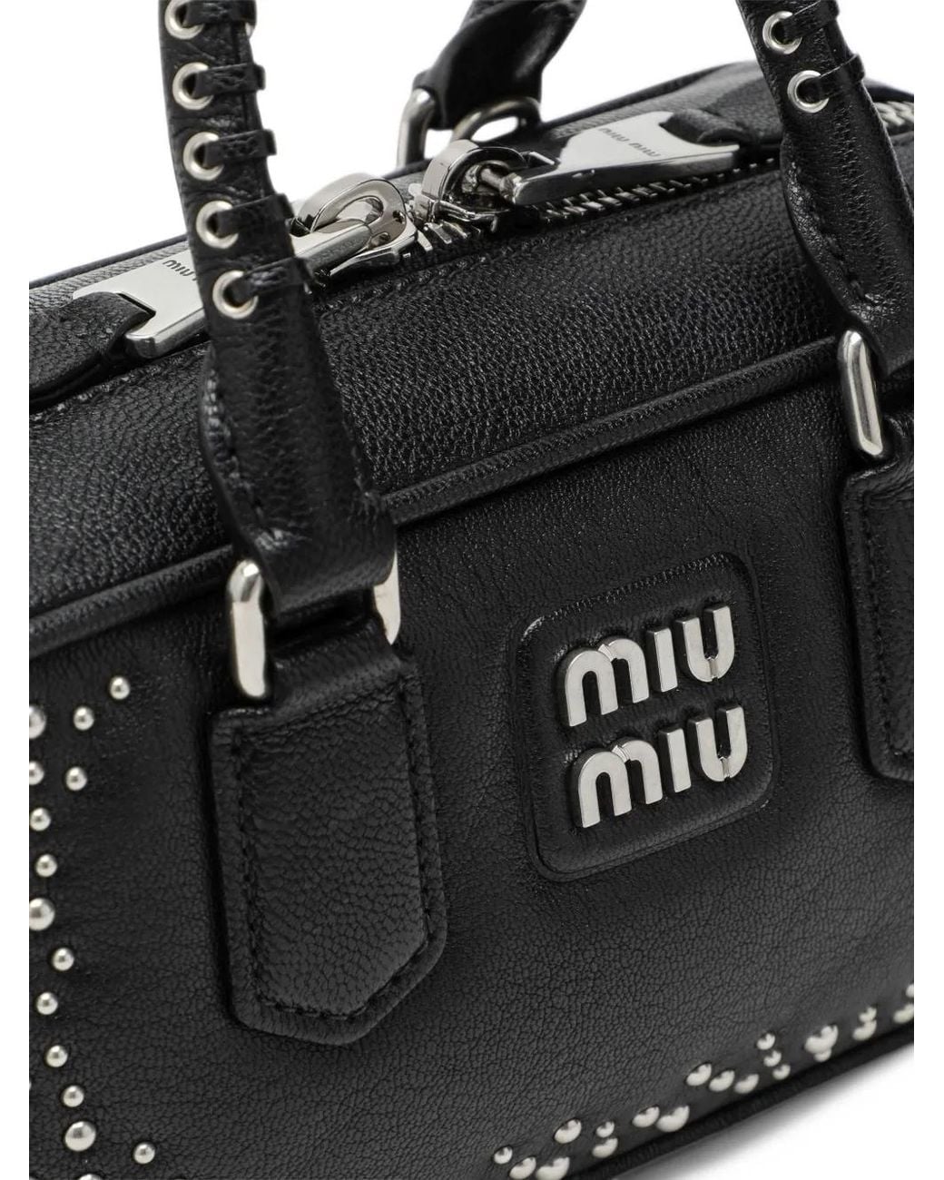 Miu Miu Black Arcadie Studded Leather Bag