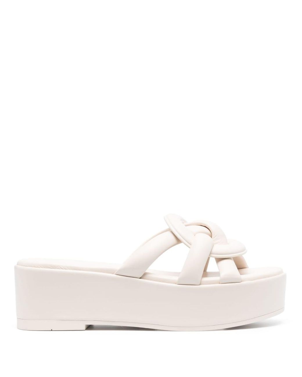 COACH Everette Leather Platform Sandals in White | Lyst