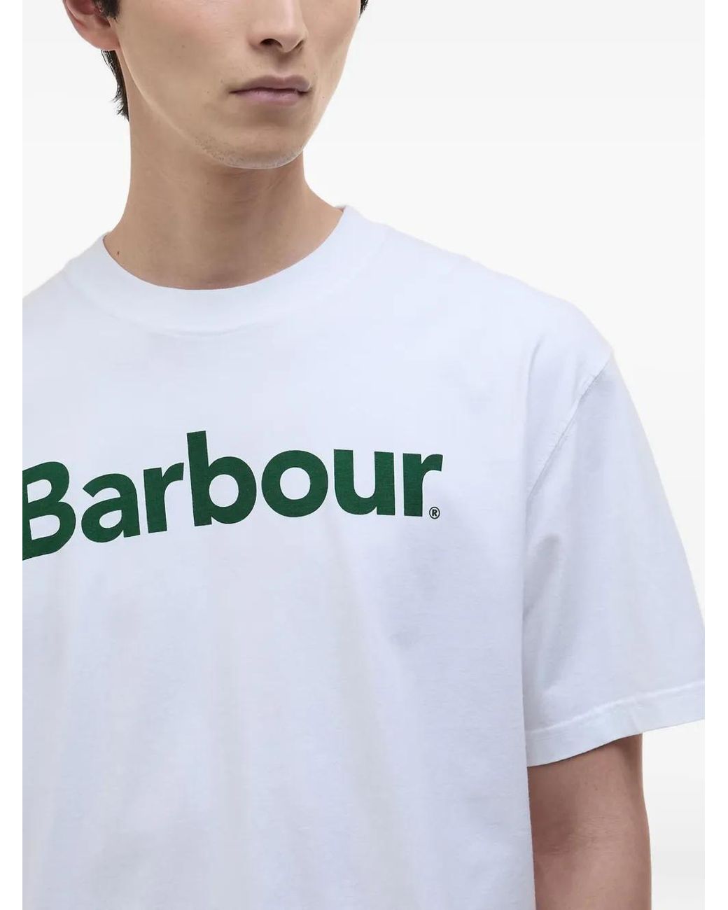 Barbour White Logo-Print T-Shirt for men