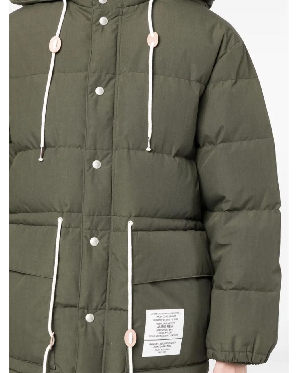 Neighborhood Green Hooded Puffer Jacket for men