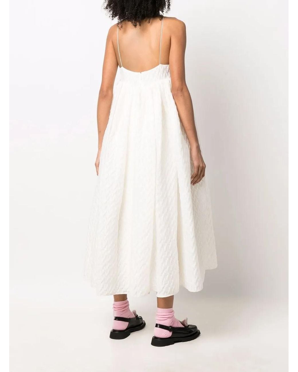 CECILIE BAHNSEN White Beth Plissé Empire-Line Dress