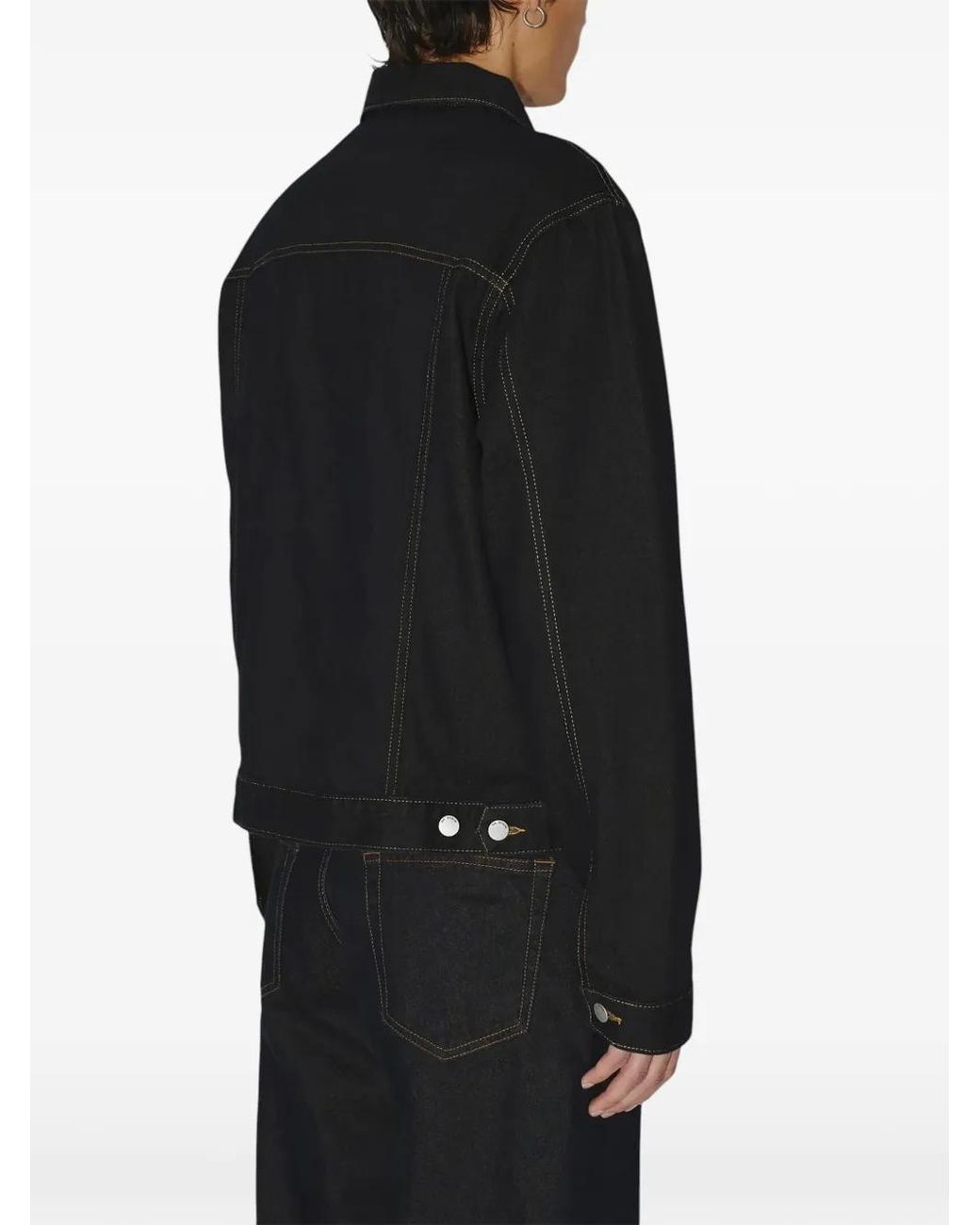 Dr. Denim Black Corey Contrast-Stitch Denim Jacket
