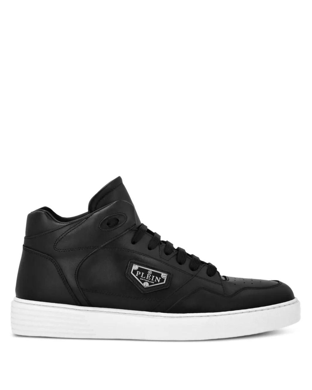 Philipp Plein Black Leather Hi-Top Sneakers